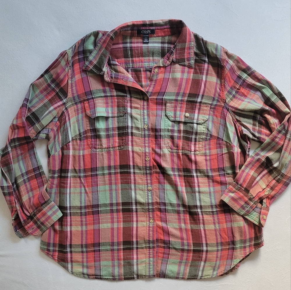 Chaps Multicolor Plaid Casual Shirt